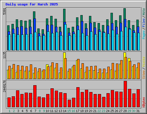 Daily usage for March 2025